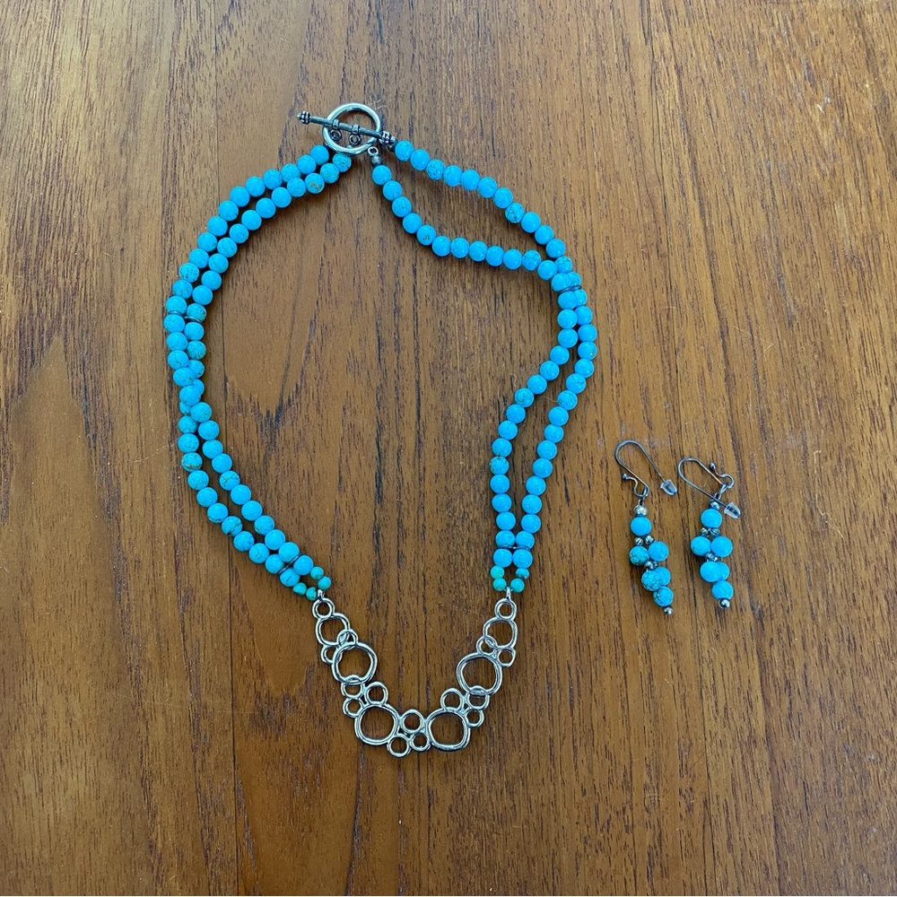 Turquoise necklace and earring set
